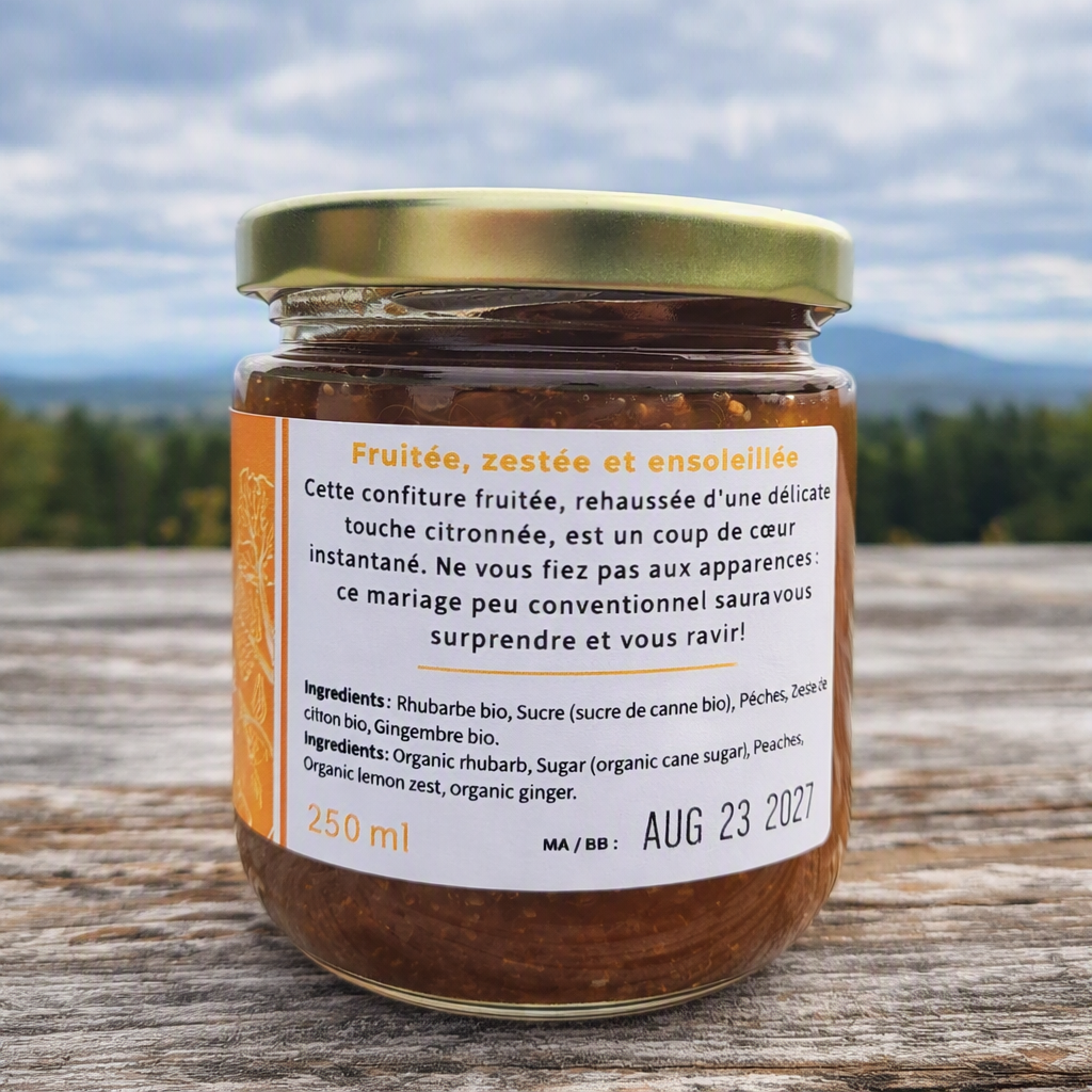 Confiture rhubarbe et pêches (250ml)