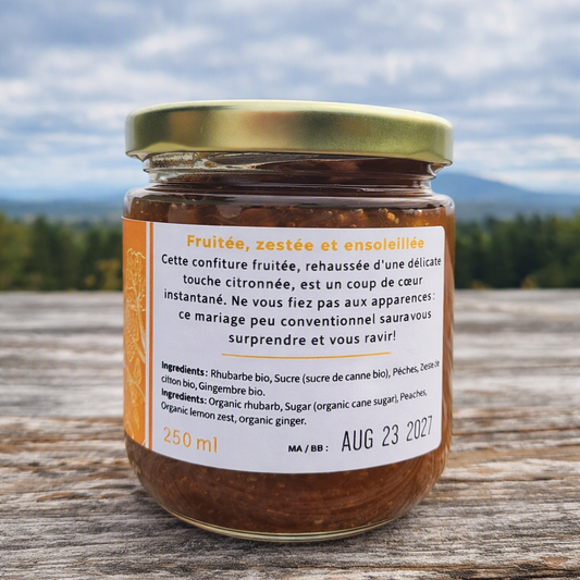 Confiture rhubarbe et pêches (250ml)